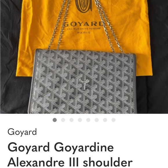 Goyard Handbags - Goyard Goyardine Alexandre III shoulder chain gray bag
